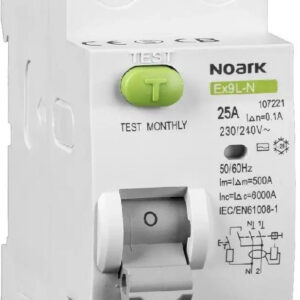 WYŁĄCZNIK RÓŻNICOWOPRĄDOWY, 6 KA, 25A, 30MA, 2P TYP AC EX9L-N Noark 108314