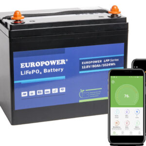 Akumulator LiFePO4 EUROPOWER serii LFP 12,8V 80Ah Bluetooth (Żywotność ~2000 cykli)