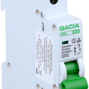 Wyłącznik nadmiarowoprądowy,6kA,B,1-pole,20A GACIA SB6L B 1P 20A
