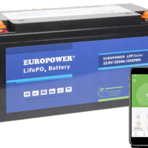 Akumulator LiFePO4 EUROPOWER serii LFP 12,8V 150Ah Bluetooth, mata grzewcza (Żywotność ~2000 cykli)